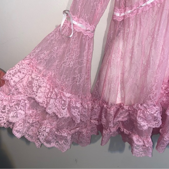 Dolls Kill Sugar Thrillz Dress Size Medium Real Divinity Pink Lace Babydoll - Picture 5 of 14